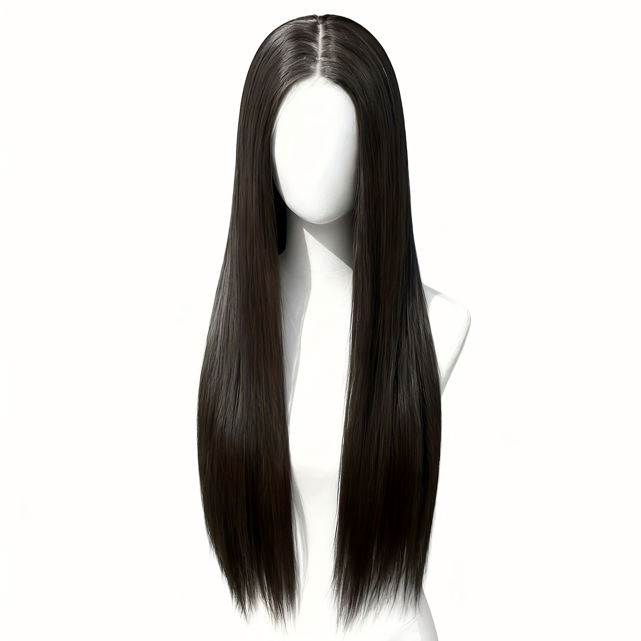 Synthetic Wigs - lack Long Straight Middle Part Full