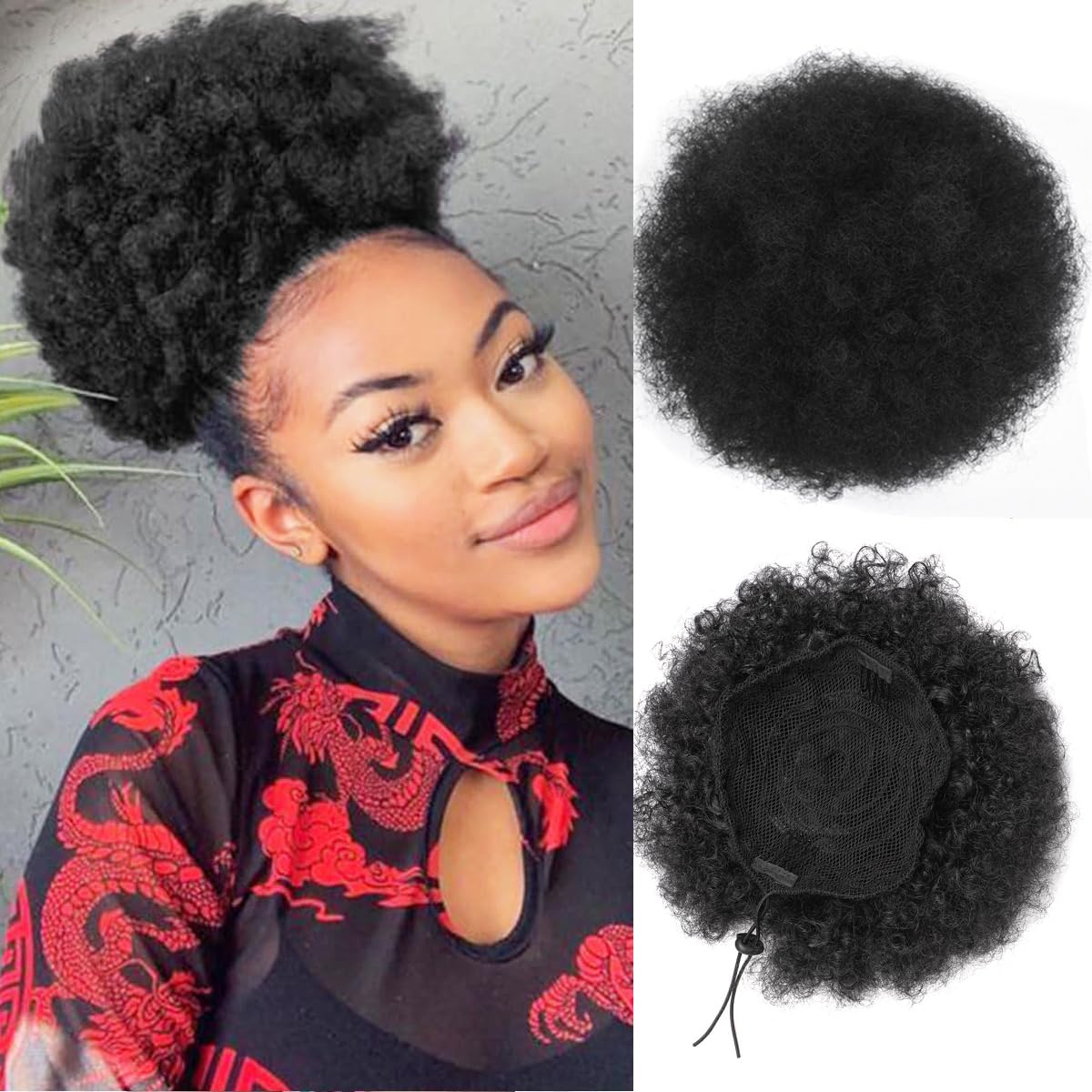 Drawstring Afro Curly Puff Ponytail - Afro Puff Drawstring Ponytail for Black
