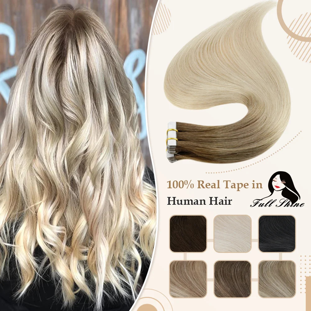 Invisible Tape In Extensions Real Hair - Full Shine Omber Tape in Hair