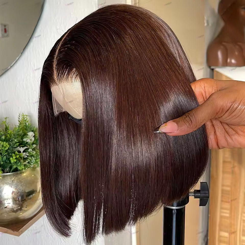 13X4 Chocolate Brown Straight  - Glueless Wear And Go Human Hair Wig recension och pris