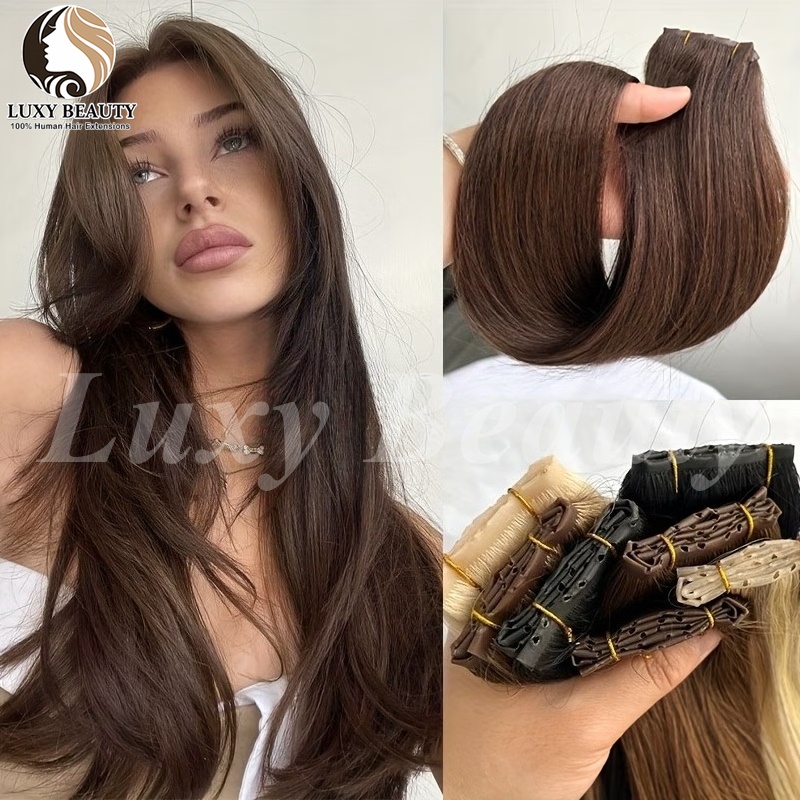 Brown Butterfly Hole Weft Hair - Invisible Tape In Extensions Real Hair recension och pris