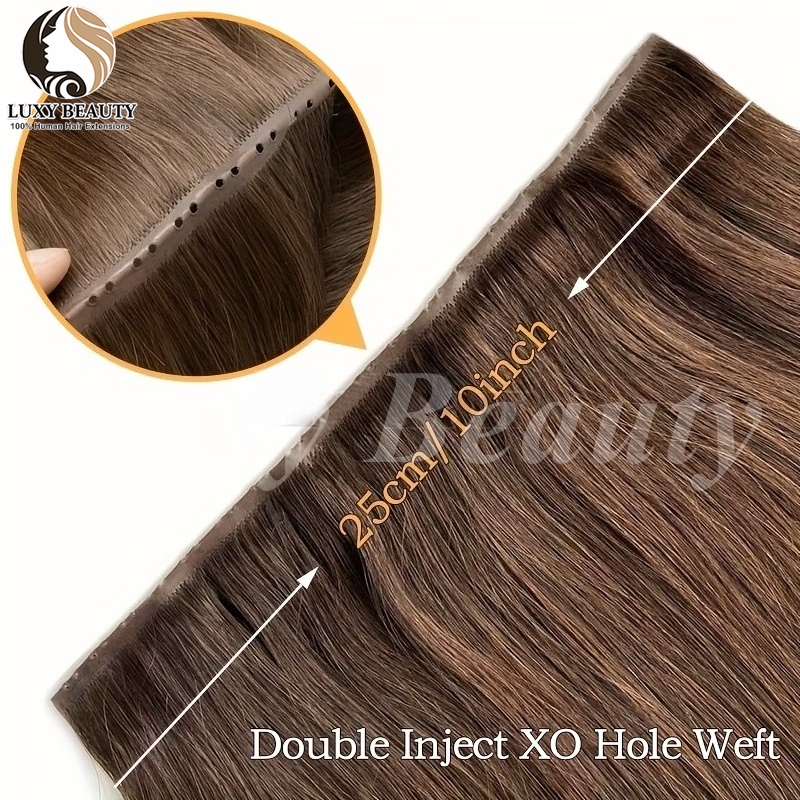 Brown Butterfly Hole Weft Hair - Invisible Tape In Extensions Real Hair recension och pris