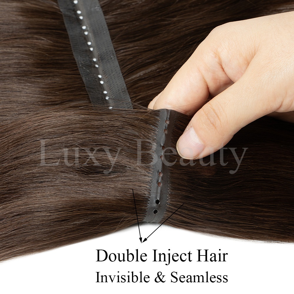 Brown Butterfly Hole Weft Hair - Invisible Tape In Extensions Real Hair recension och pris