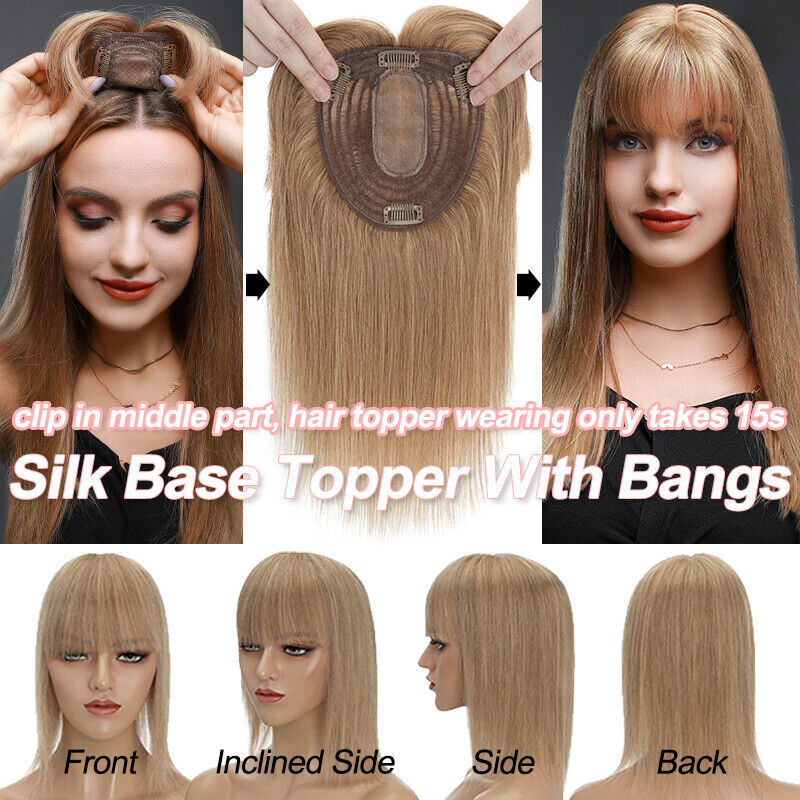 Women Toupee Silk Base Topper  - Seamless Clip In Hair Extensions Human Hair recension och pris