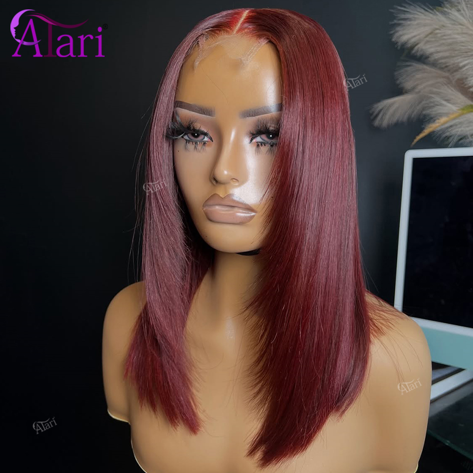 99J Burgundy Upgrade 13x4 Full - Pre Parted 13X4 Lace Front Bob Wig recension och pris