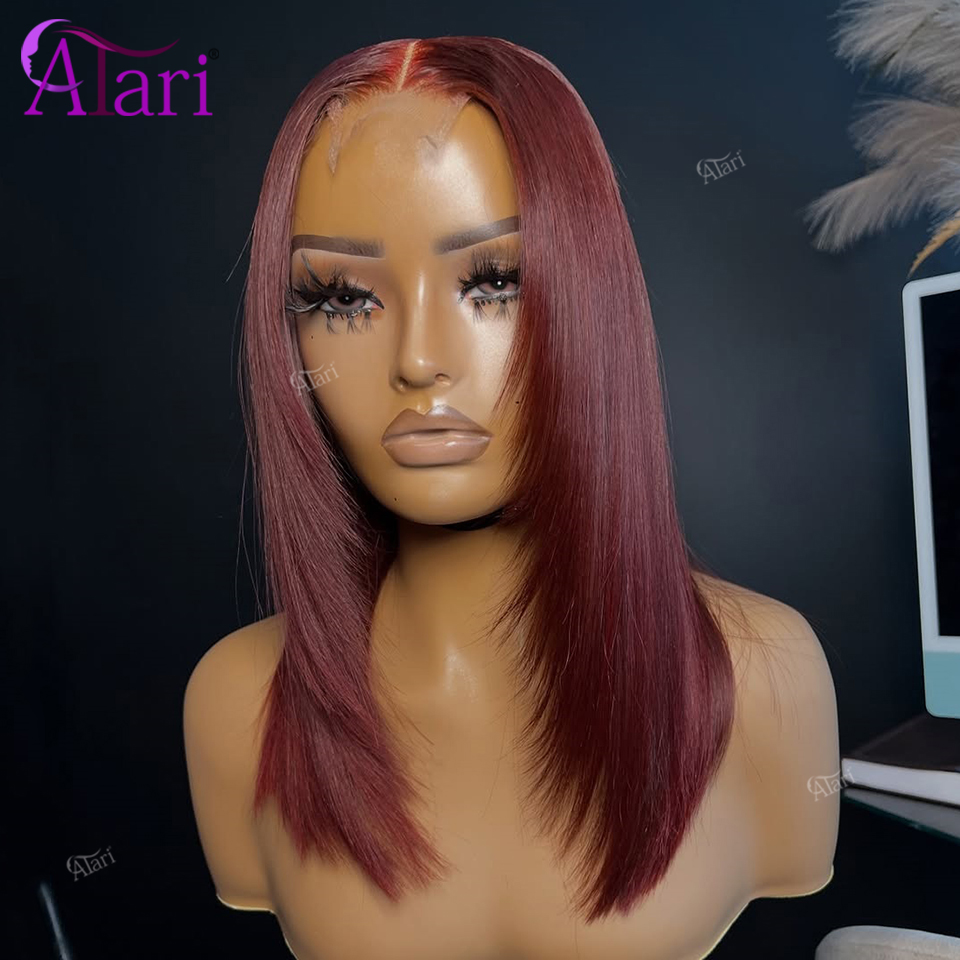99J Burgundy Upgrade 13x4 Full - Pre Parted 13X4 Lace Front Bob Wig recension och pris