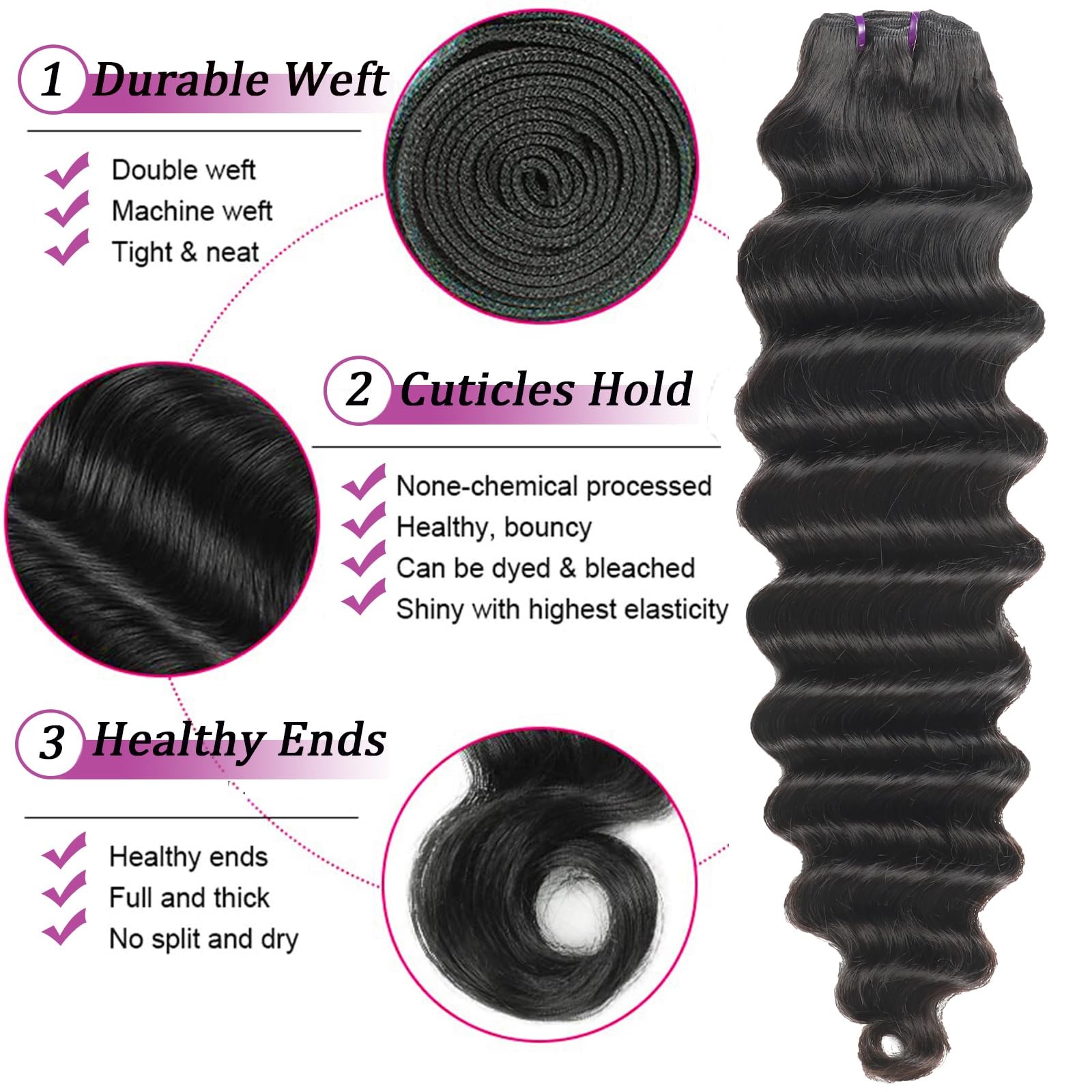 Loose Deep Wave Bundles With C - Deep Wave 3 Bundles With Closure recension och pris