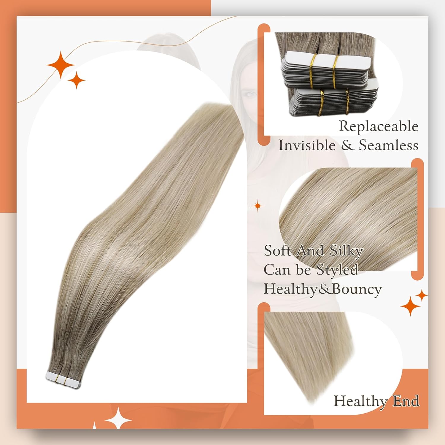 Full Shine Tape In Human Hair  - Invisible Tape In Extensions Real Hair recension och pris