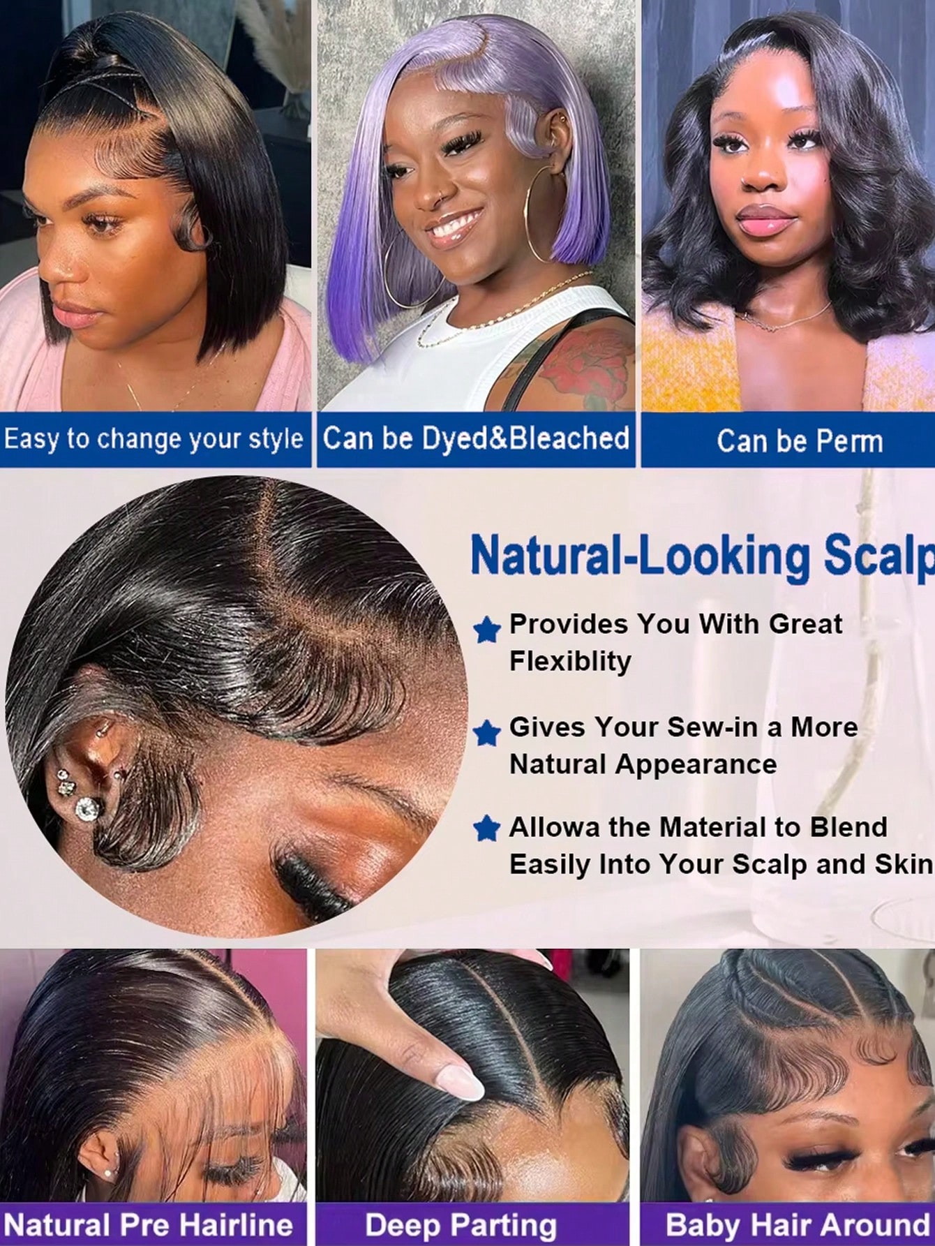 Gowik 250% Density 13x4 Lace F - Pre Parted 13X4 Lace Front Bob Wig recension och pris
