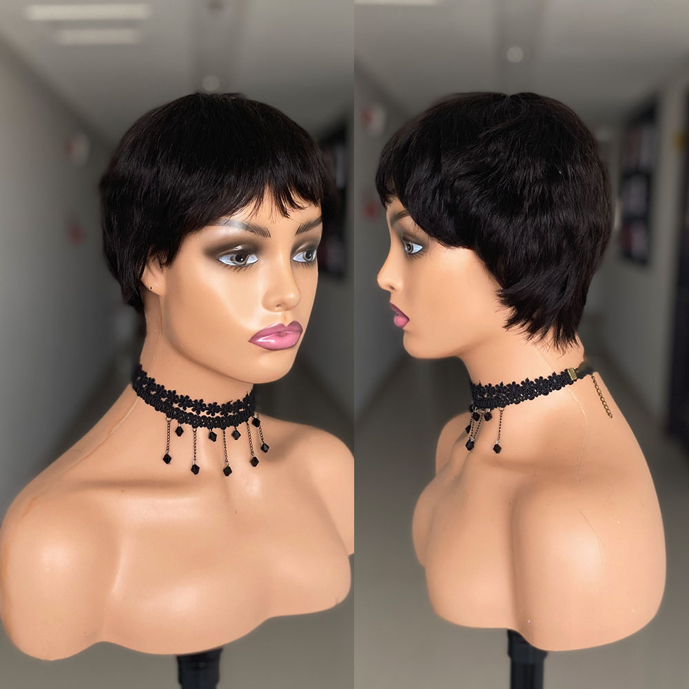 Short Straight Human Hair Wigs - Short Pixie Cut Wig Human Hair Cheap recension och pris