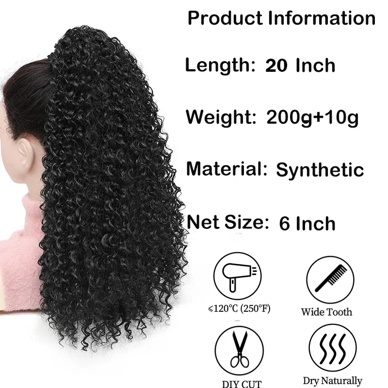 Long Kinky Curly Drawstring Po - Drawstring Afro Curly Puff Ponytail recension och pris