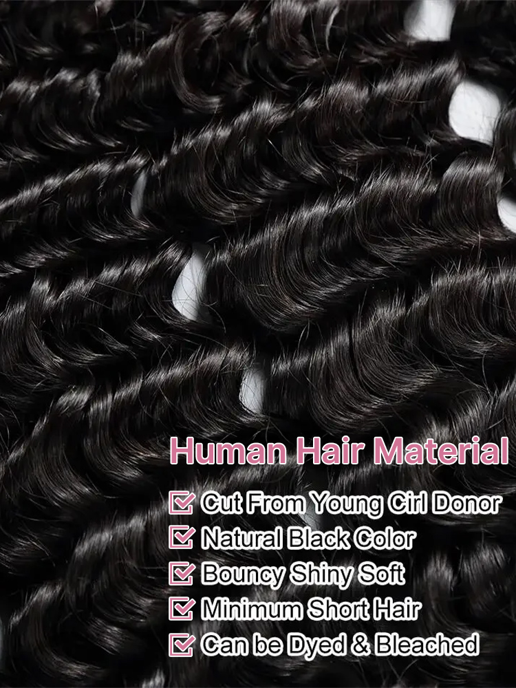 250 Density Deep Wave 4x4 Lace - Water Wave Bulk Human Hair For Braiding recension och pris