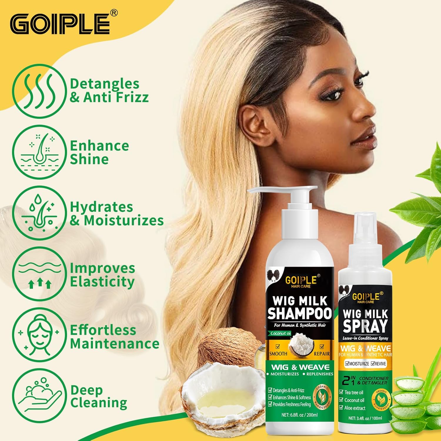GOIPLE 3 in 1 Wig Care Kit wit - Synthetic Wigs recension och pris