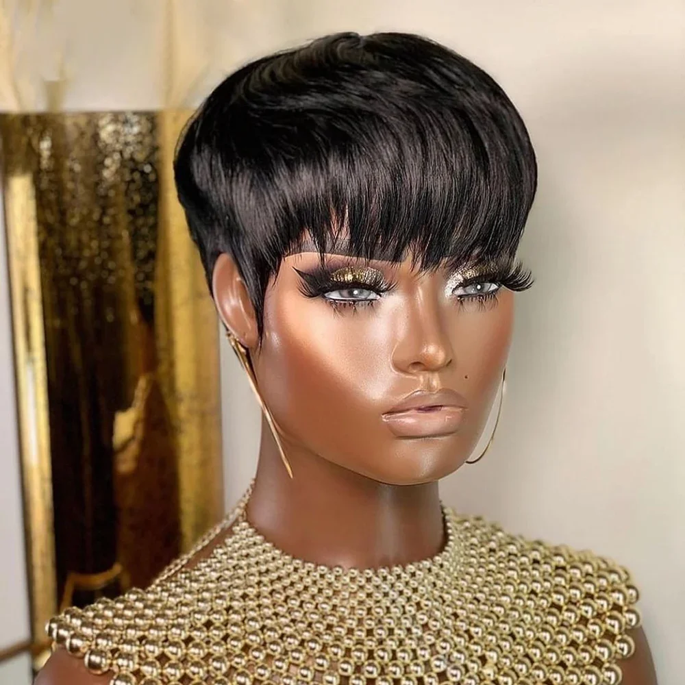 Short Straight Bob Wig Pixie C - Short Pixie Cut Wig Human Hair Cheap recension och pris