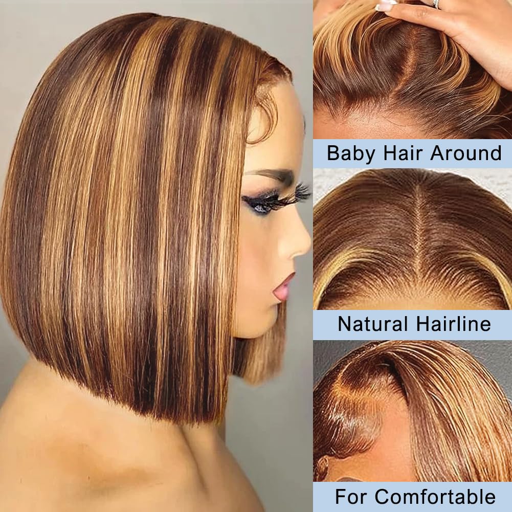 Bob Wig Human Hair 13x4 HD Lac - Pre Parted 13X4 Lace Front Bob Wig recension och pris