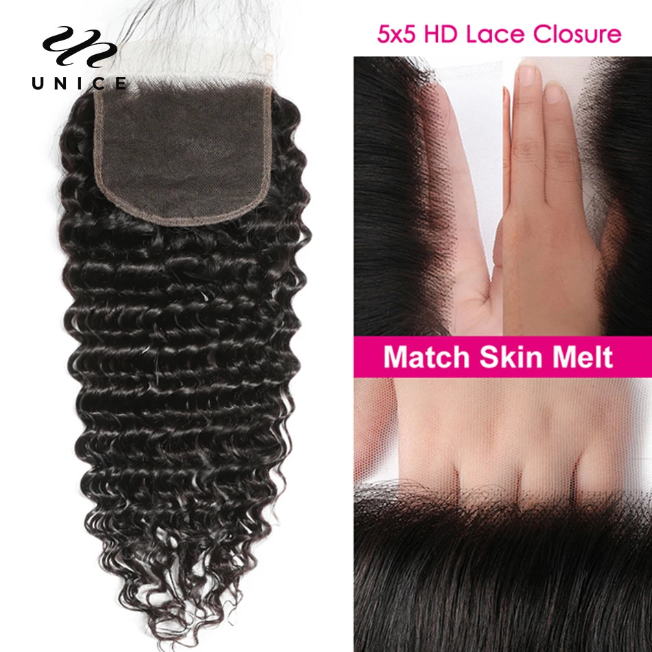 UNice Hair Deep Wave 5x5 HD La - Deep Wave 3 Bundles With Closure recension och pris