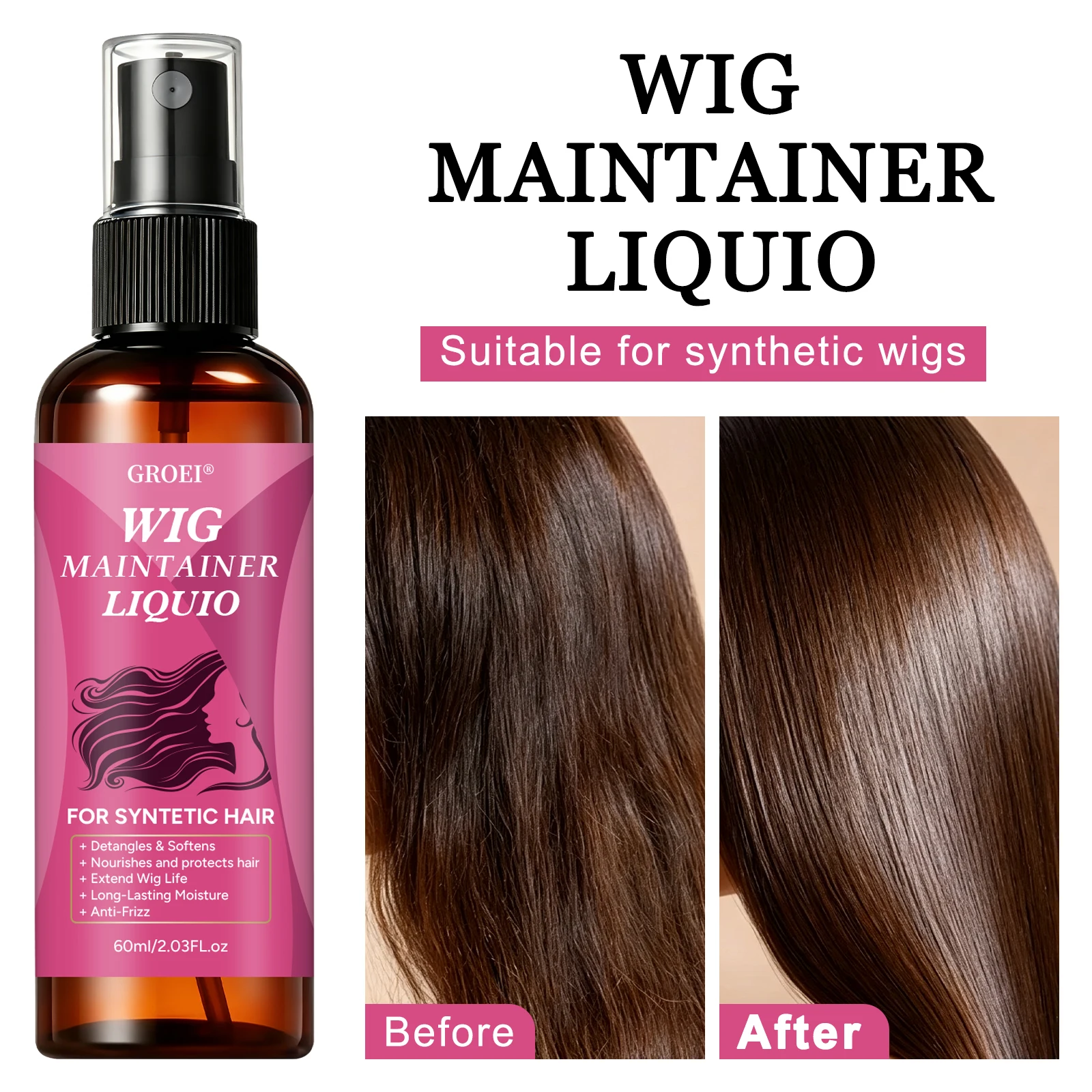 GROEI Anti‑Frizz Wig Maintaine - Synthetic Wigs recension och pris