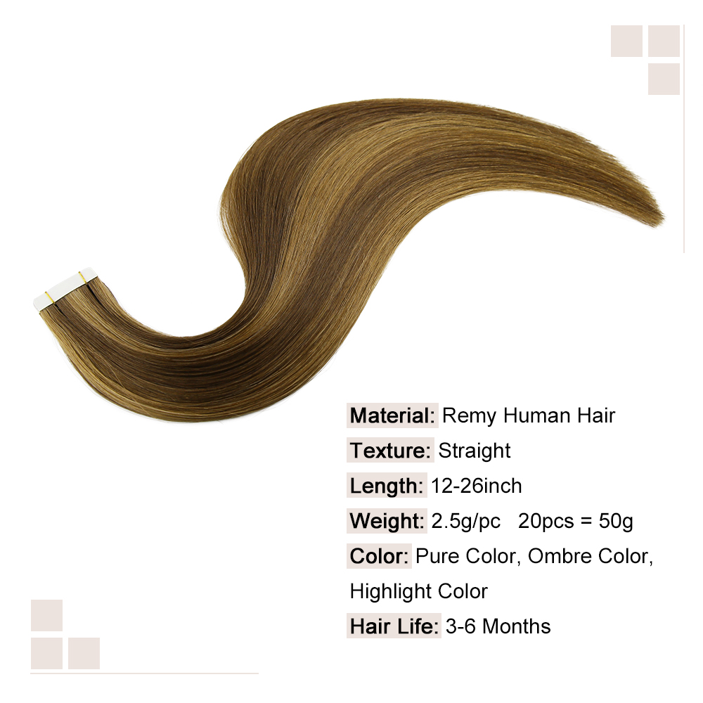 Straight Seamless Human Hair E - Invisible Tape In Extensions Real Hair recension och pris