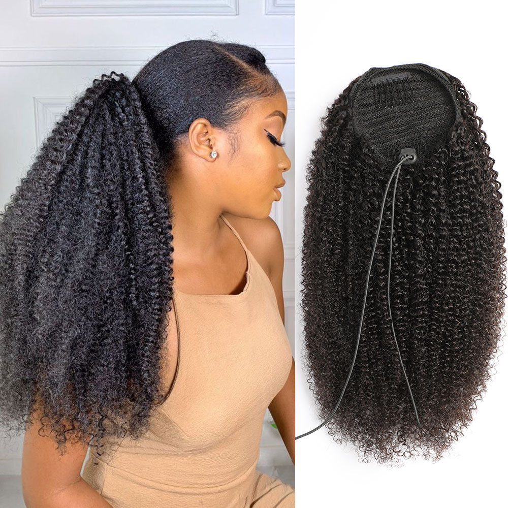 Ponytail Human Hair Afro Kinky - Seamless Clip In Hair Extensions Human Hair recension och pris