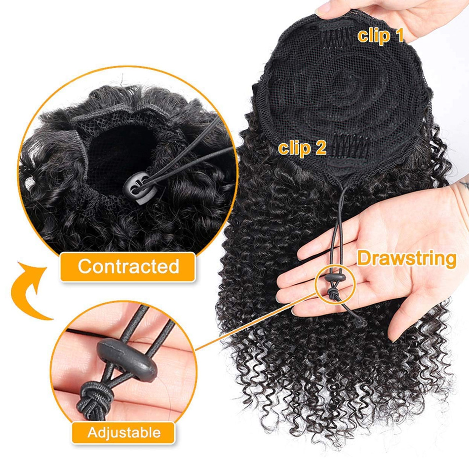 Ponytail Human Hair Afro Kinky - Seamless Clip In Hair Extensions Human Hair recension och pris