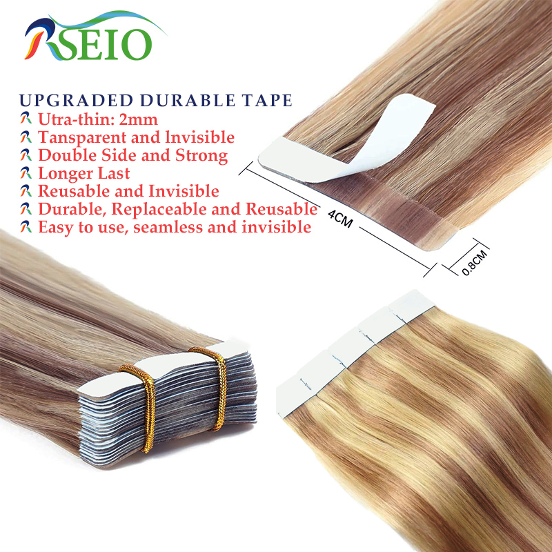 RSEIO Straight Tape In Human H - Invisible Tape In Extensions Real Hair recension och pris