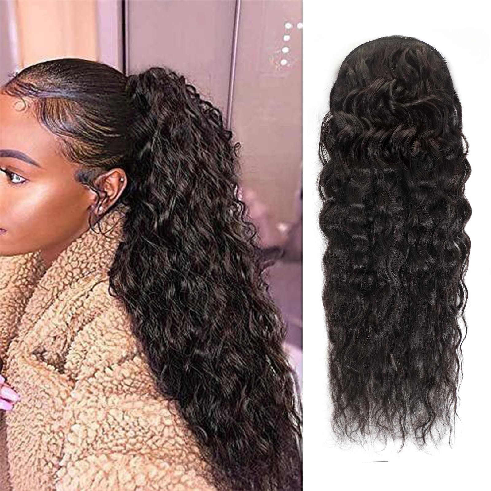 Water Wave Ponytail Human Hair - Seamless Clip In Hair Extensions Human Hair recension och pris
