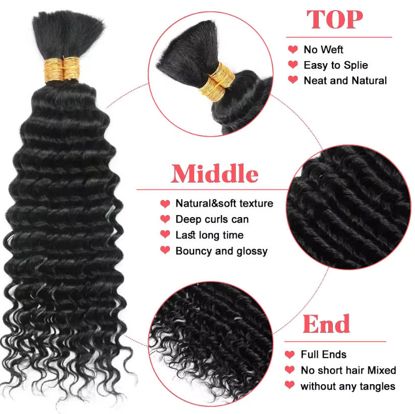 Loose Bulk Human Hair Deep Wat - Water Wave Bulk Human Hair For Braiding recension och pris