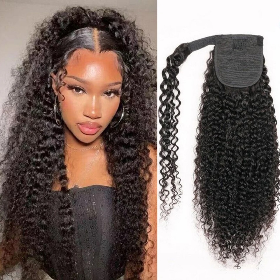 Kinky Curly Human Hair Ponytai - Seamless Clip In Hair Extensions Human Hair recension och pris