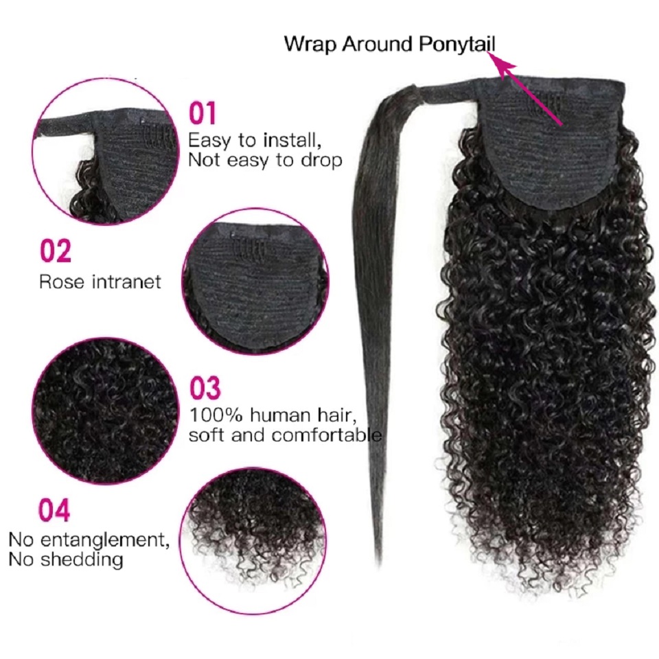 Kinky Curly Human Hair Ponytai - Seamless Clip In Hair Extensions Human Hair recension och pris
