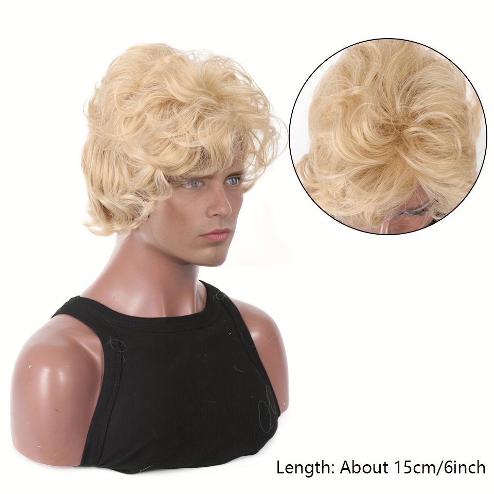Mens Blonde Wig Short Wavy Flu - Synthetic Wigs recension och pris