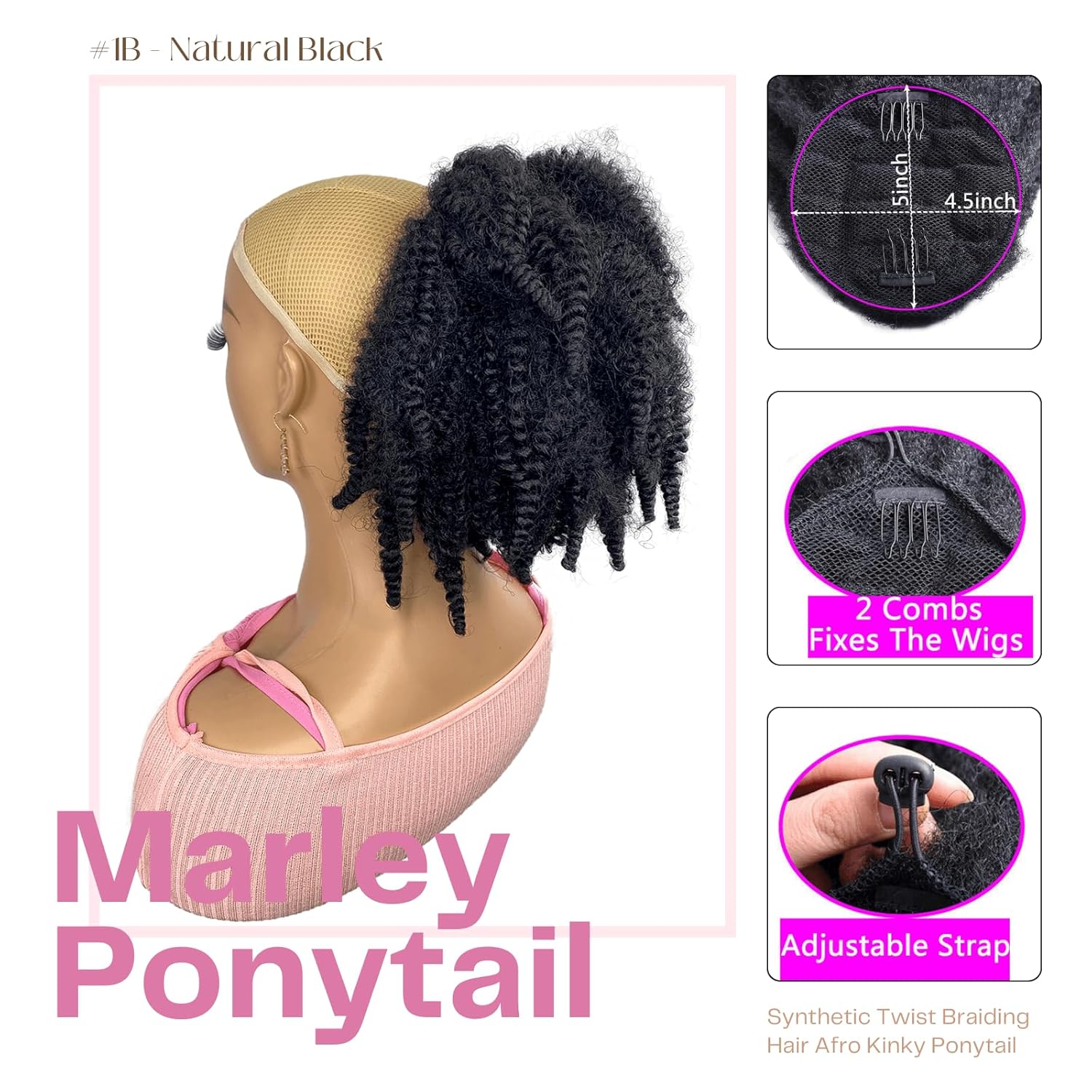 12inch Short Marley Hair Draws - Drawstring Afro Curly Puff Ponytail recension och pris