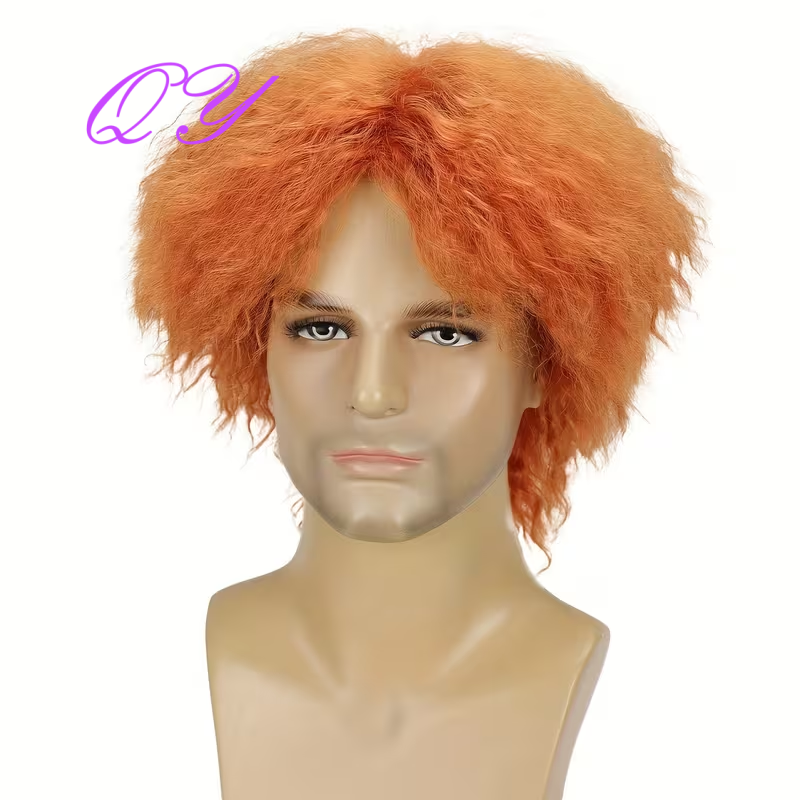 Men Short Orange Fluffy Afro C - Synthetic Wigs recension och pris