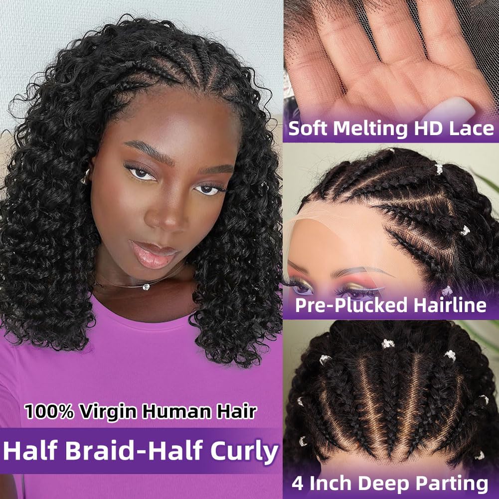 Cornrow Braid Bob Wig Deep Cur - Glueless Wear And Go Human Hair Wig recension och pris