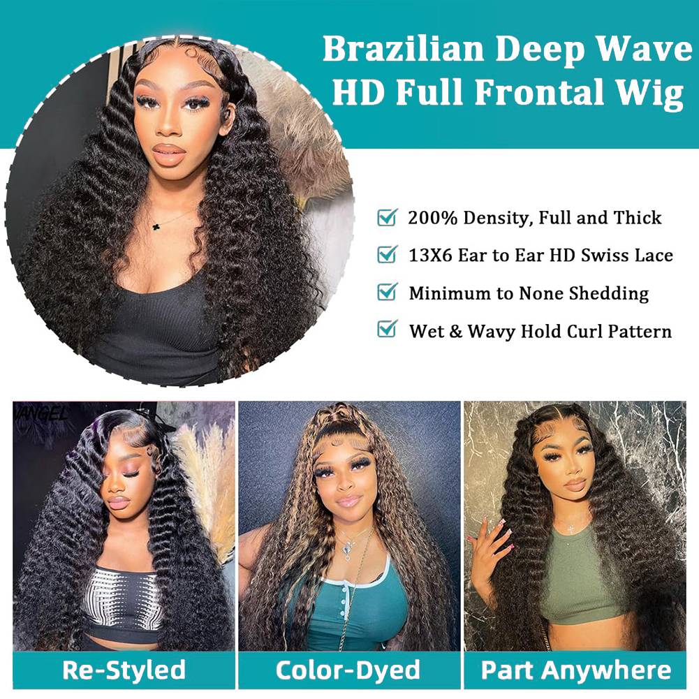 40 46 Inch Deep Wave 13x6 13x4 - Lace Front Wigs recension och pris
