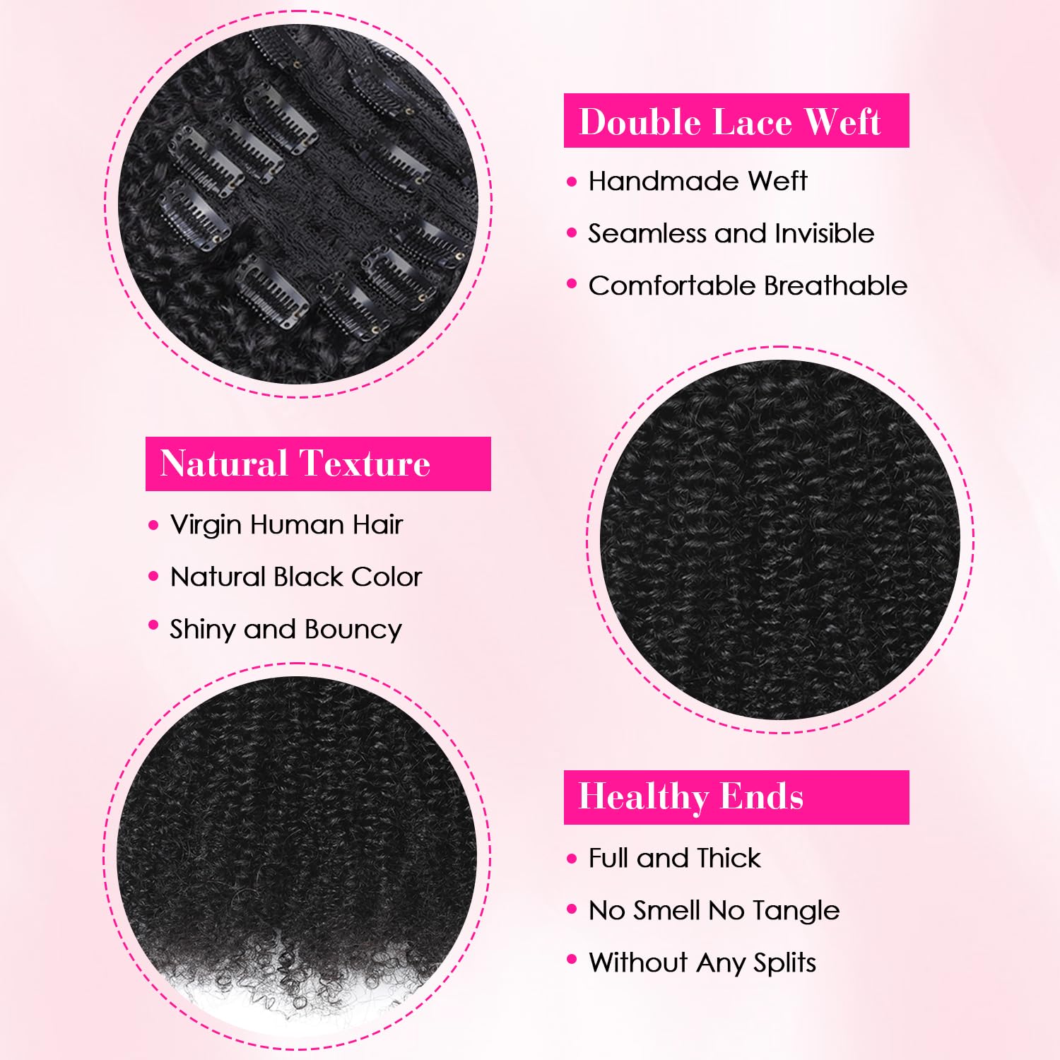 Afro Curly Clip-In Human Remy  - Seamless Clip In Hair Extensions Human Hair recension och pris