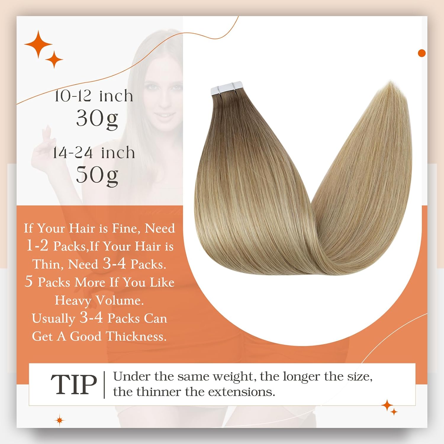 Full Shine Omber Tape in Hair  - Invisible Tape In Extensions Real Hair recension och pris