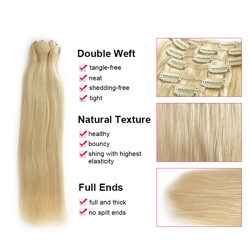 Ali Queen 7Pcs Clip in Hair Ex - Seamless Clip In Hair Extensions Human Hair recension och pris