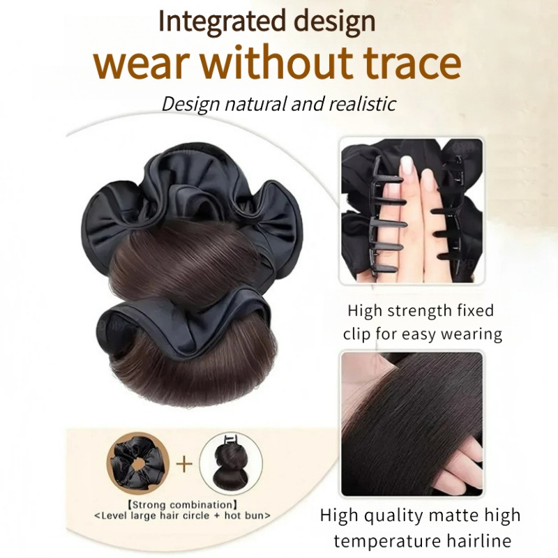 New Synthetic Satin Hair Tie C - Claw Clip Messy Bun Hair Piece recension och pris