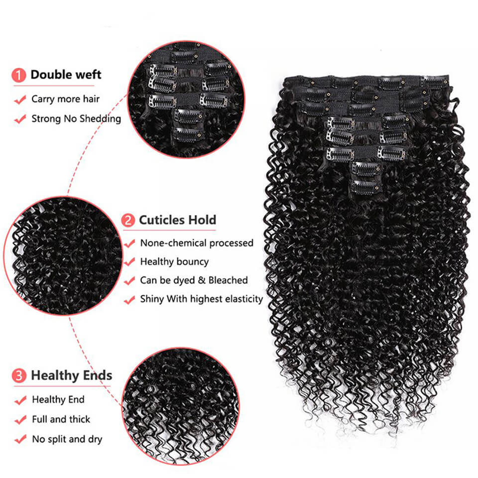 Kinky Curly Clip In Human Hair - Seamless Clip In Hair Extensions Human Hair recension och pris