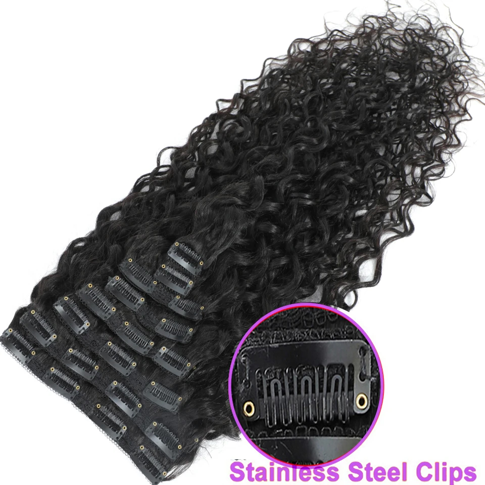 Water Wave Clip In Hair Extens - Seamless Clip In Hair Extensions Human Hair recension och pris
