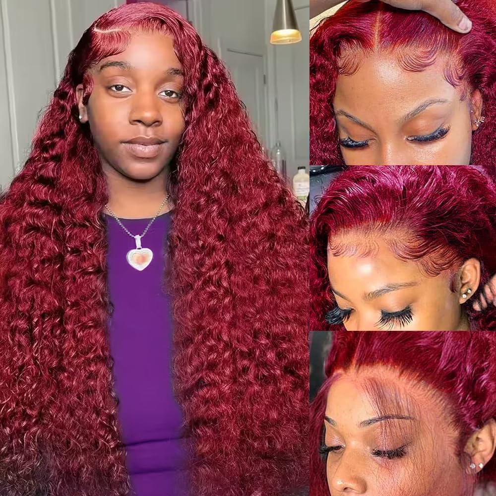 200 Density Burgundy Deep Wave - Human Hair Wigs recension och pris