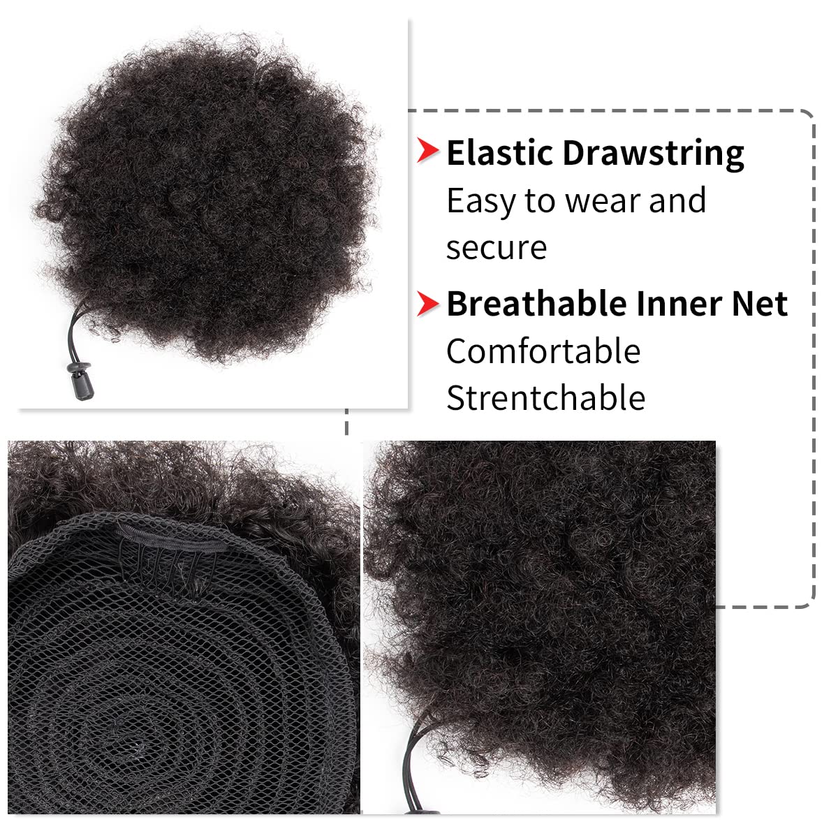 Afro Kinky Puffs 100% Human Ha - Seamless Clip In Hair Extensions Human Hair recension och pris
