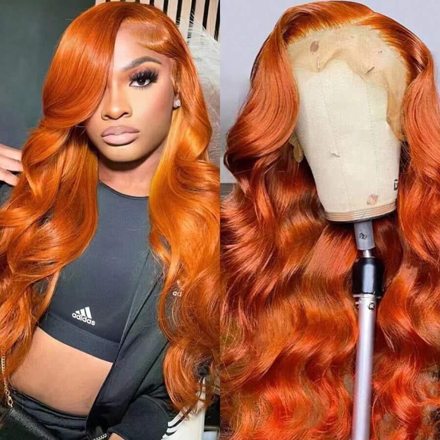 Ginger Orange 13X6 Hd Lace Fro - Hd Lace Frontal Wig Human Hair Pre Plucked recension och pris