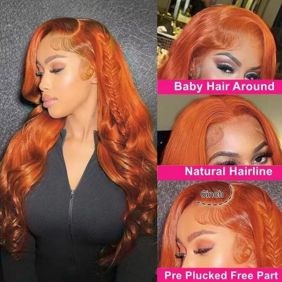 Ginger Orange 13X6 Hd Lace Fro - Hd Lace Frontal Wig Human Hair Pre Plucked recension och pris